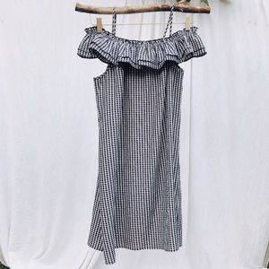 Checked off the shoulder summer dress